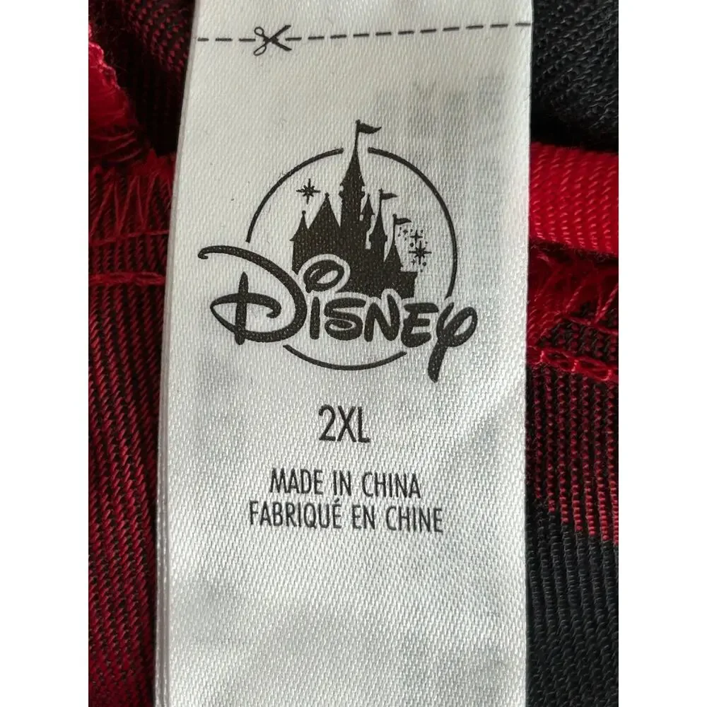 Disney Minnie Mouse Holiday Nightshirt 2X Red Black Buffalo Check Plaid Flannel - Picture 8 of 13